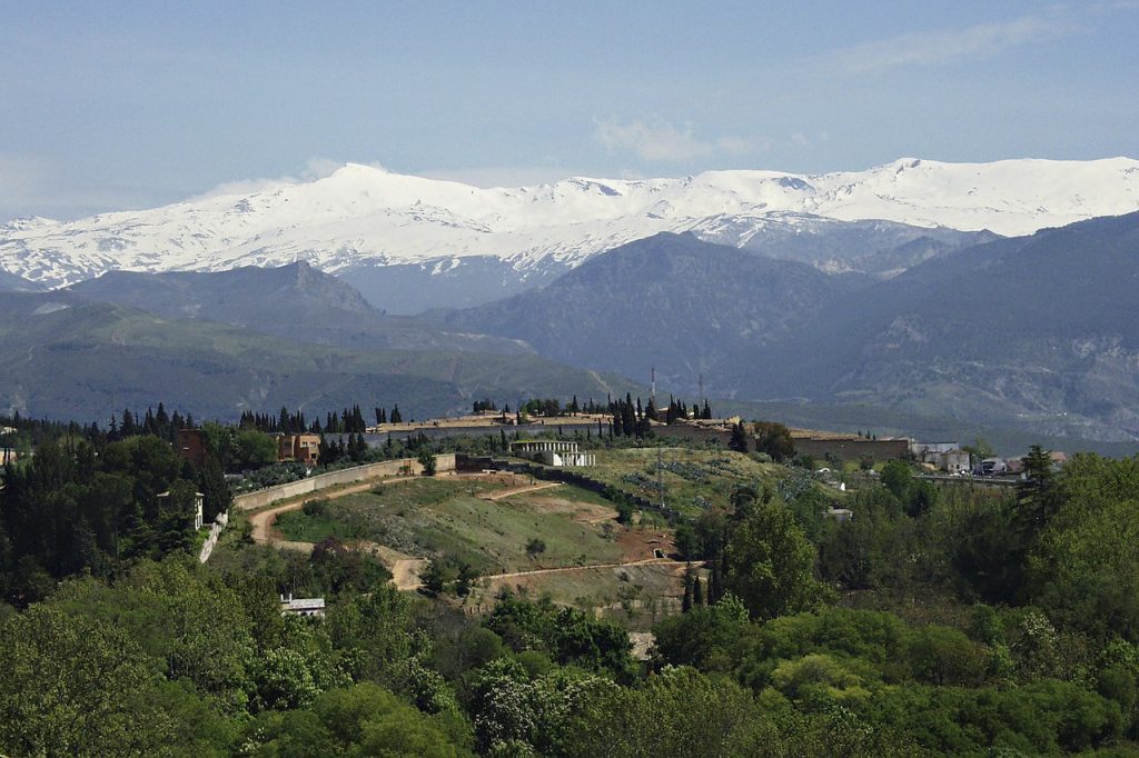 snow-capped mountains in the Sierra Nevada range affected by climate change
